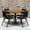 Natural Top/Black Vinyl Seat, variant on BizChair 36'' Square Black Laminate Table Set with X-Base and 4 Black Trapezoidal Back Banquet Chairs