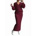 thumbnail image 2 of Womens Sweater Dress Knit Two Piece Maxi Skirt Sets Wine Red S, 2 of 8