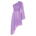 thumbnail image 3 of Yartina Women's One Shoulder Praise Dance Tunic Top Lyrical Dance Costume Worship Church Dance Light Purple M, 3 of 6