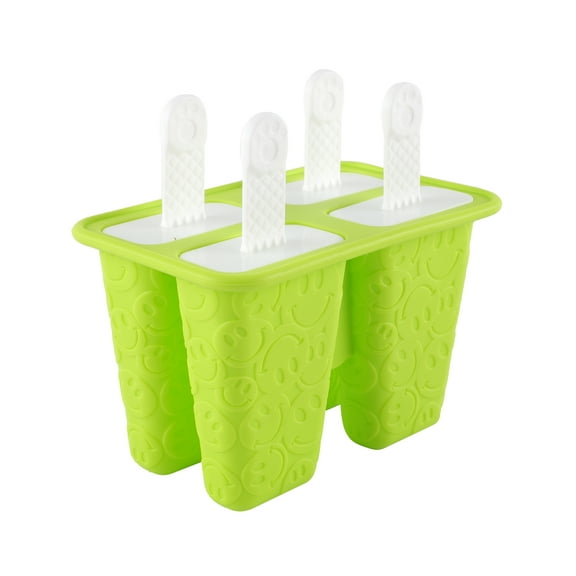 Embossed Smiley Face Silicone Ice Pop Molds-4 Green