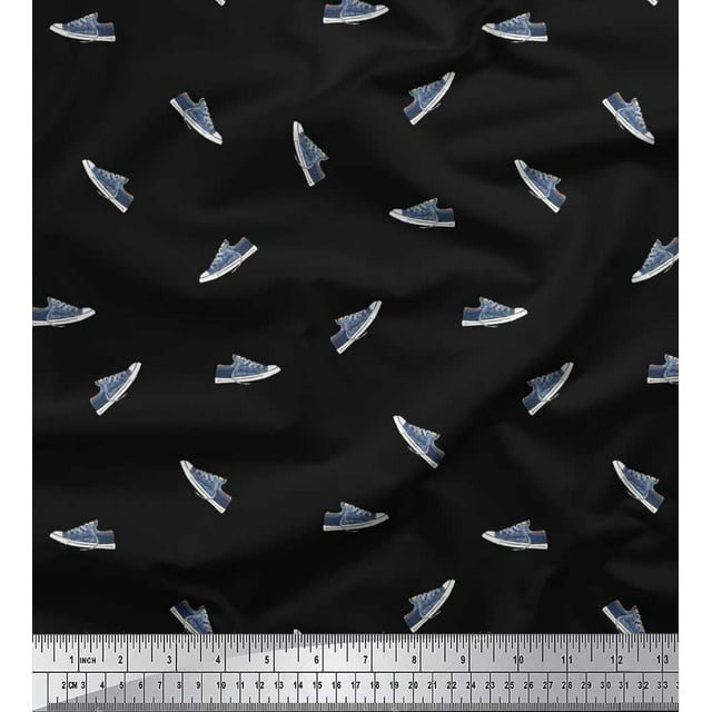 Soimoi Polyester Crepe Fabric Shoes Men Print Fabric by Yard 42 Inch Wide