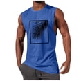 thumbnail image 2 of Men Tank Top Summer Sleeveless Tshirt Sports Muscle Shirt Fitness Gym Training Undershirt Fit Workout Palm Printed Tank Tops for Men Blue M, 2 of 5
