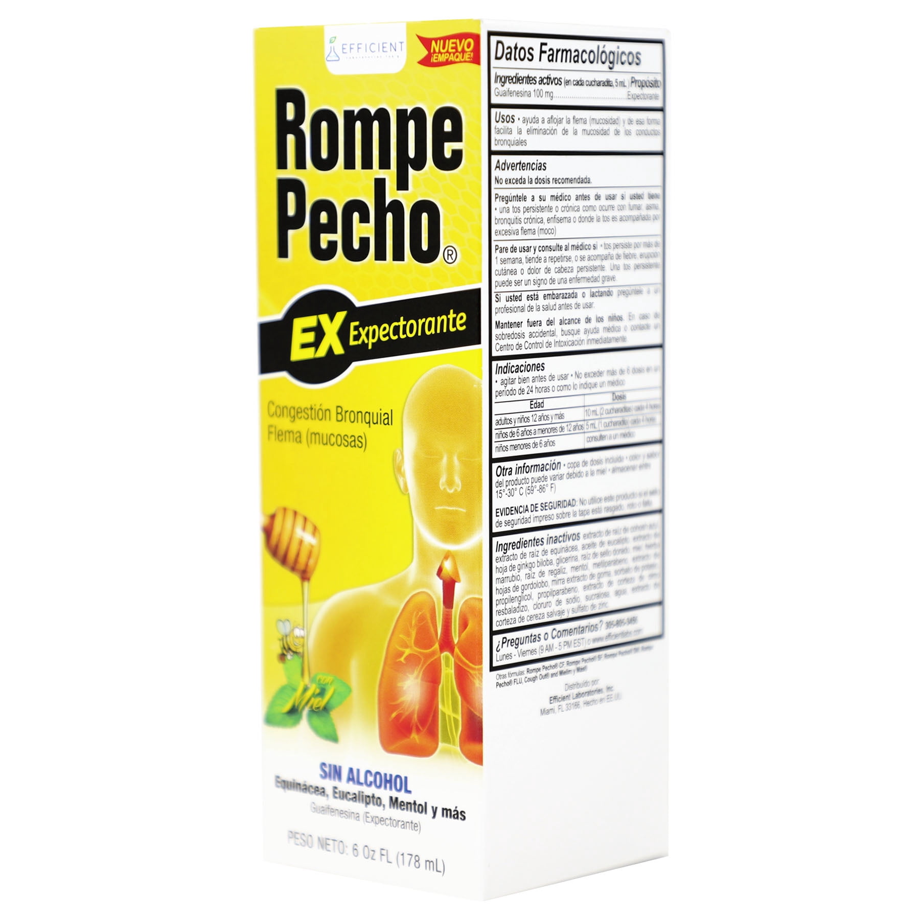 Rompe Pecho EX (Expectorant) 6oz - Cold & Cough Syrup