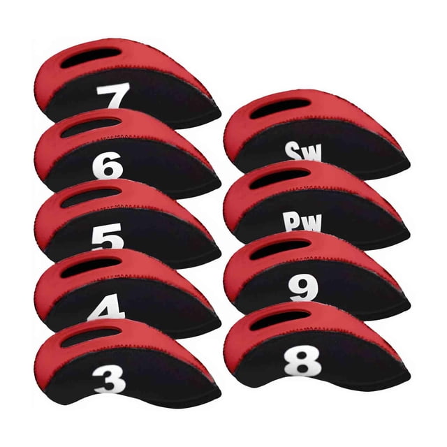 9 piezas de cubiertas de cabeza de hierro Zulema para Golf negro rojo