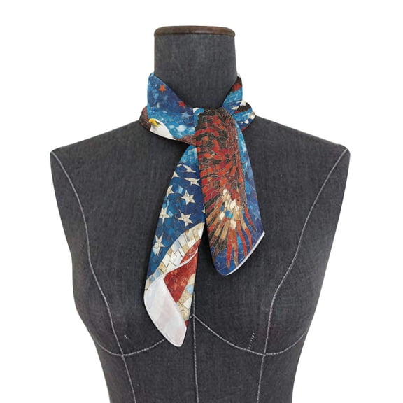 Wobogo American Flag Bald Eagle Square Scarf 23.62 x 23.62 In Lightweight Polyester Silk-Feel Neck Scarf for Women Fashion Head Scarf Hair Wrap Bandana