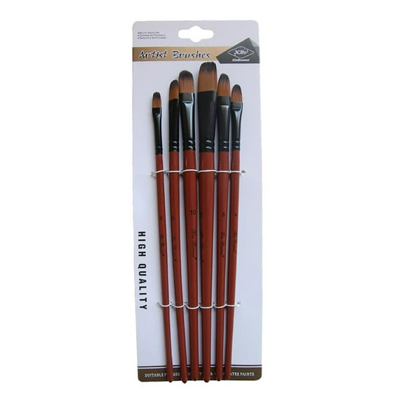 Ke1Clo Paint Brushes Set, 6Pcs Nylon Watercolor Brushes for Adults, Wooden Handle Art Brushes for Oil, Acrylic Painting and Writing