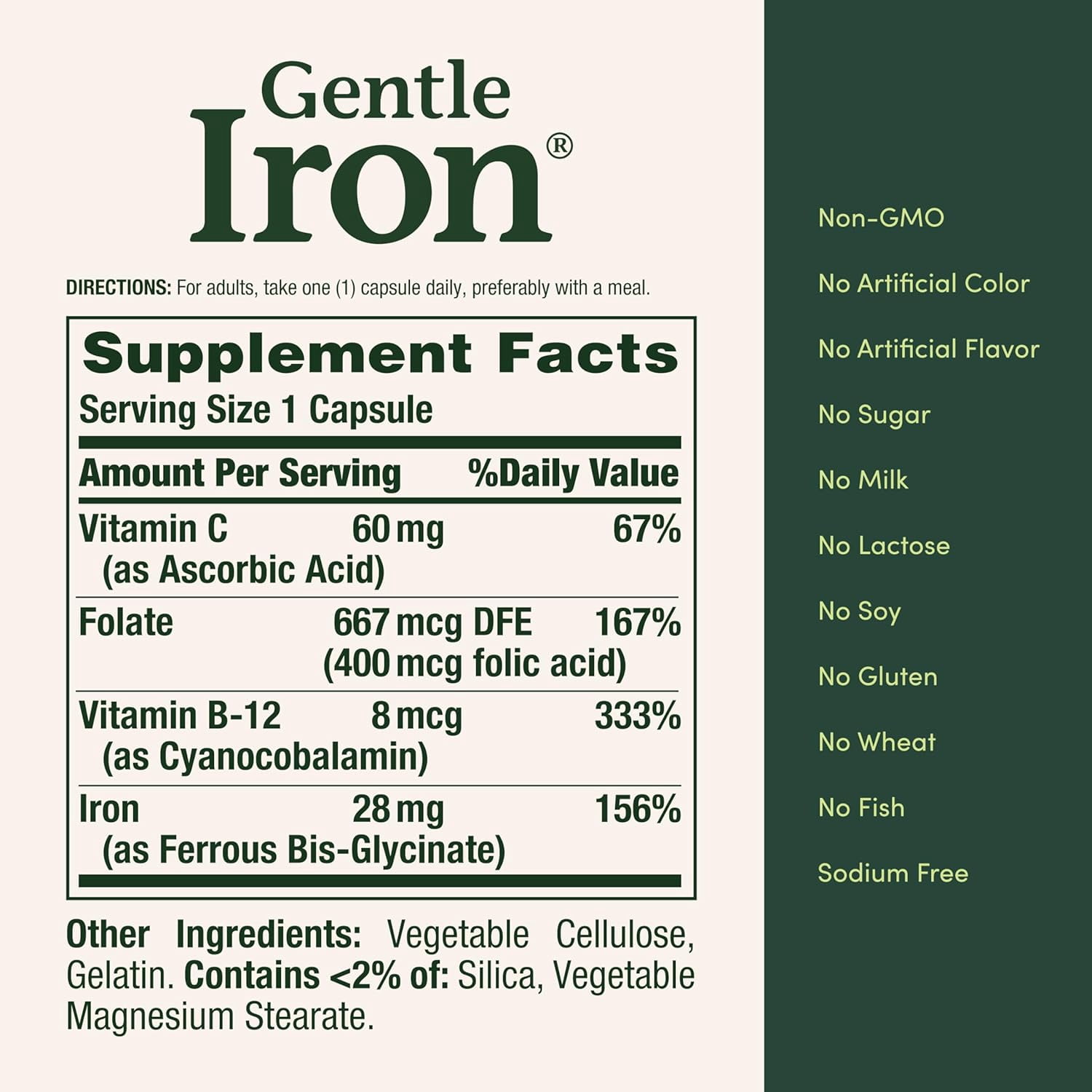 Nature's Bounty Gentle Iron, 28mg, 90 Capsules (Pack of 6)
