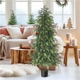 thumbnail image 4 of Artificial Norfolk Pine Tree, 3FT Christmas Tree Potted for Indoor Outdoor Home Front Porch Christmas Decor(35Inch-Big Leaf), 4 of 6