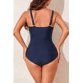 thumbnail image 2 of SOMER One Piece Swimsuit Womens Bathing Suits Tummy Control V Neck Cross Twist Front Ruched with Padded and Adjustable Straps Swimwear Navy Blue XL, 2 of 6