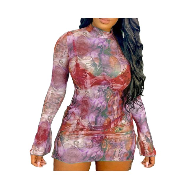 Txlixc Vestido de verano para mujeres, TUL floral de malla Txlixc moda