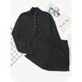 thumbnail image 5 of Liacowi Women 2 Piece Loungewear Set Casual Solid Color Long Sleeve Sweatshirt and Shorts Outfits Loose Fit Clothes, 5 of 6
