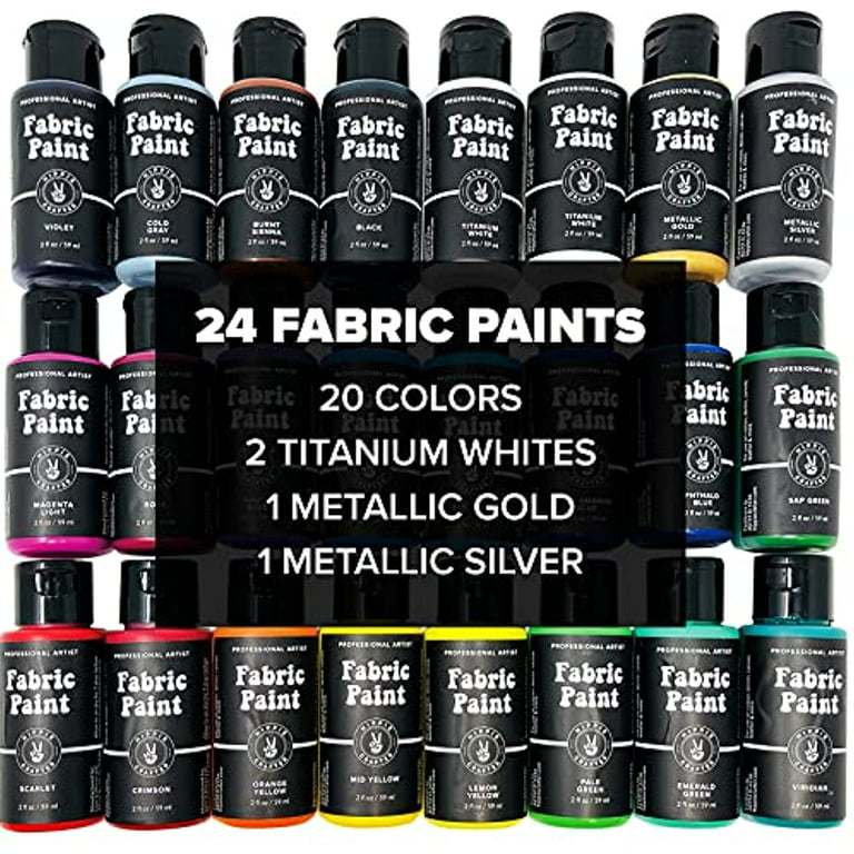 Incraftables Fabric Paint for Clothes Permanent (12 Colors Set - 1 oz Each)