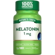Nature's Truth Melatonin 1 mg | 180 Tablets | Nighttime Sleep Aid | Vegan, Non-GMO, Gluten Free