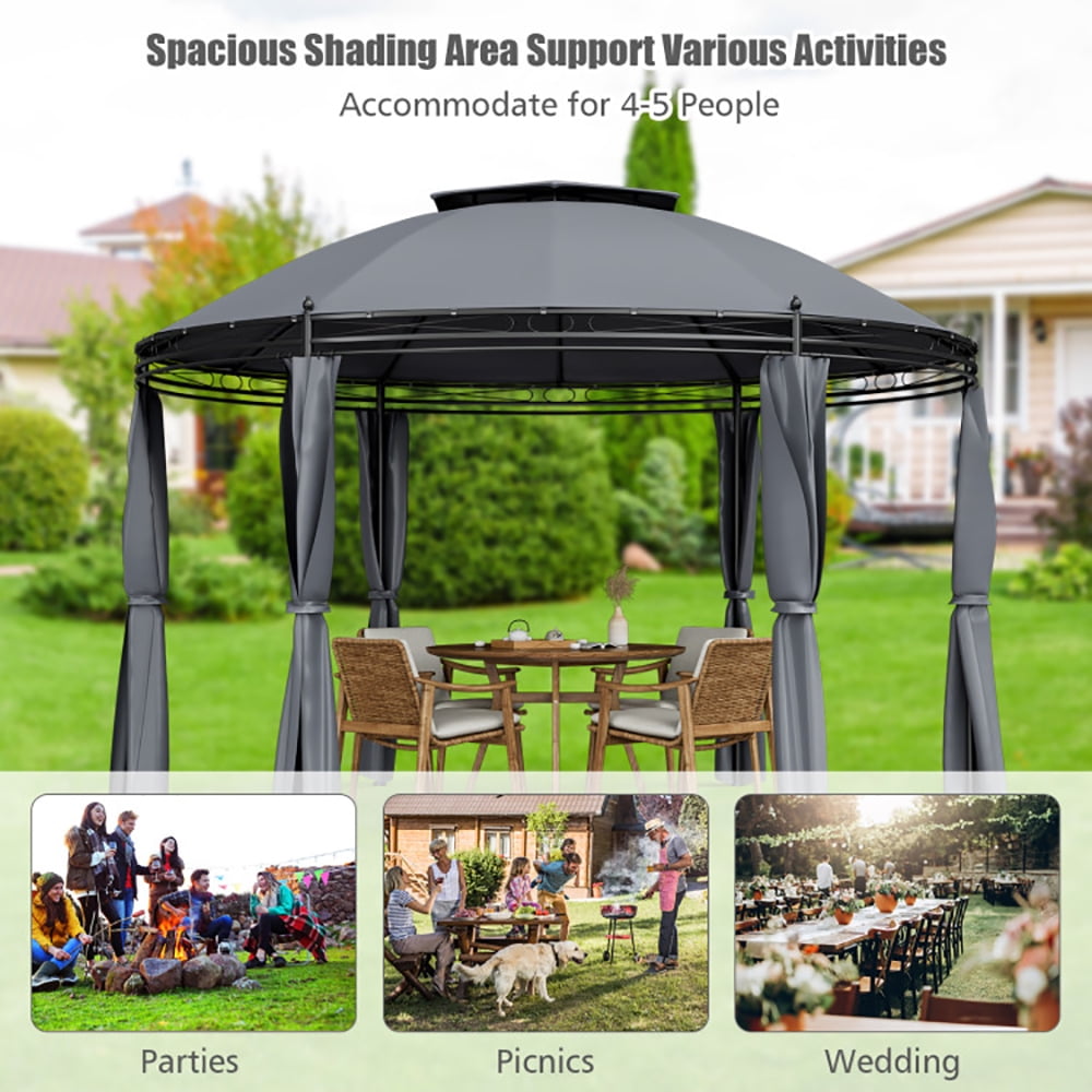Aimee Lii 11.5 ft Outdoor Patio Round Dome Gazebo Canopy Shelter with Double Roof Steel, Backyard Canopy Gazebo for Party Wedding BBQ Events, Gray Aimee Lii 11.5 ft Outdoor Patio Round Dome Gazebo Canopy Shelter with Double Roof Steel, Backyard Canopy Gazebo for Party Wedding BBQ Events, Gray
