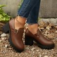 thumbnail image 2 of Women Loafers Platform Chunky Heel Slip On Lug Sole Ankle Boot Leather Casual Dressy Office Business Shoes, 2 of 8