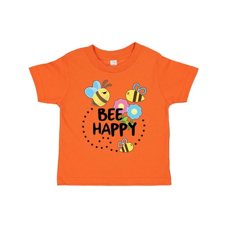 

Inktastic Bee Happy with Flowers Gift Toddler Boy or Toddler Girl T-Shirt