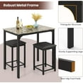 thumbnail image 5 of GOFLAME 3-Piece Dining Table Set for 2, Kitchen Counter Height Table and Chairs Set with Faux Marble Tabletop, Padded Stools, Modern Bar & Pub Table Set for Dining Room, Restaurant (Black & Beige), 5 of 17