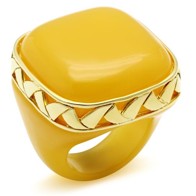 Bague en Laiton IP Gold avec Synthétique en Topaze - Taille 8