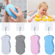 4Pcs Bath Sponge, Ultra Soft Exfoliating Sponge Body Shower Reusable Exfoliate Dead Skin Remover, Super Soft Exfoliating Bath Sponge with 4 Sticky Hooks for Men, Women, Adult and Children