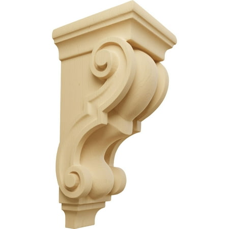 Ekena Millwork 4 1/2"W x 5"D x 10"H Medium Traditional Wood Corbel, Alder