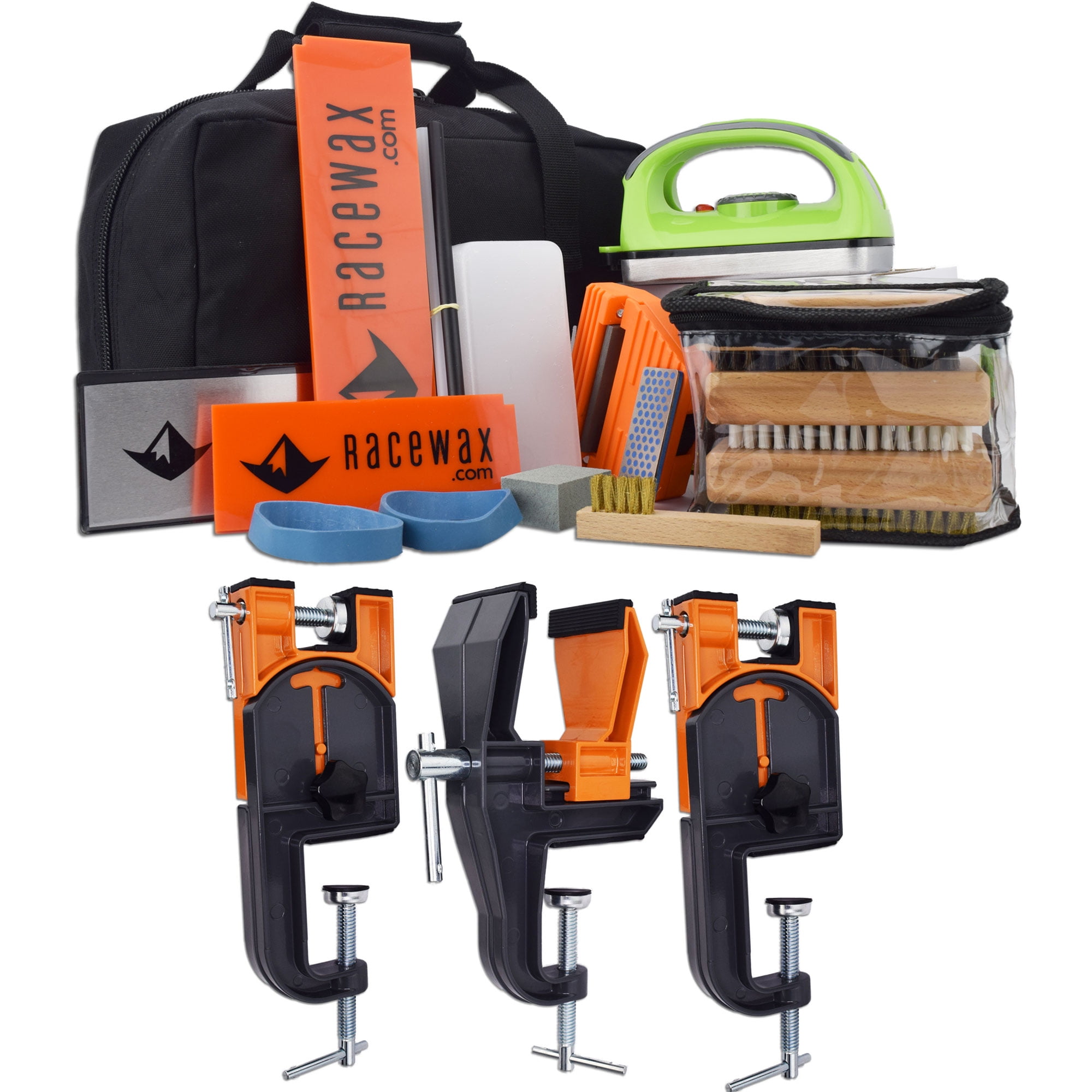 RaceWax Complete Ski Wax Tuning Kit Plus Ski Vise (Accepts Snowboard Adapter) by RaceWax