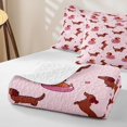 thumbnail image 4 of Homewish Kawaii Pet Dachshund Quilt Full,Cartoon Animals Full Bedspread Sets,Pink,3 Pieces, 4 of 7
