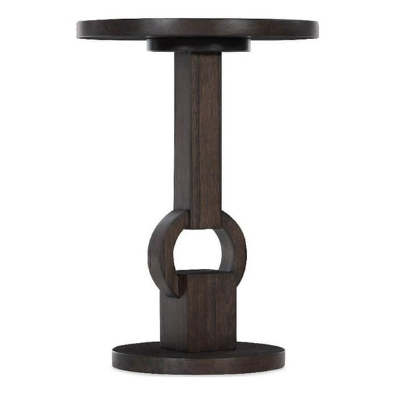 Bowery Hill Contemporary Round Side Table in Dark Brown Wood