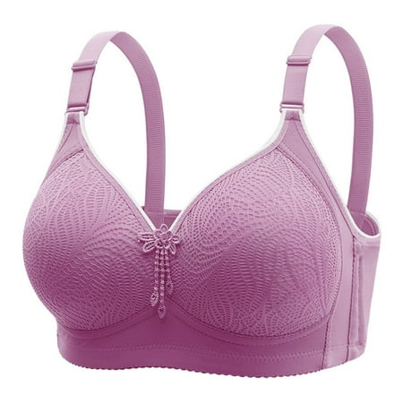Reduced Price Oversized Wireless Bra  Front Button Push Up  Soft Seamless  Comfortable Material  for Everyday  Nursing  Sports Bra  Plus Size Tracksuit|Nylon Spandex Purple Sopatenor