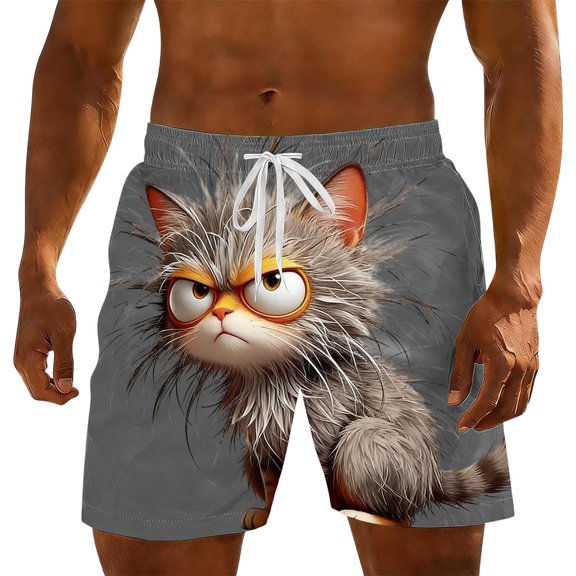 Xdegoge Swim Trunks for Men Quick Dry Funny 3D Animal Print Board Shorts with Elastic Waist and Drawstring Novelty Graphic Beach Vacation Bathing Suits Casual Summer Shorts