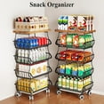 thumbnail image 6 of Fruit Basket Kitchen Pantry Organizers and Storage - Wooden Top Table, Stackable Metal Wire Basket Stand Cart for Fruit Vegetable Snacks Onion Potato Organization, Black, 6 of 7
