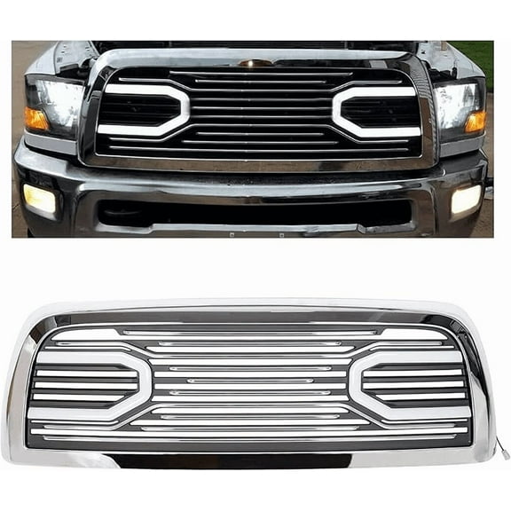 Titans Motors Front Bumper Grill with LED Tube Compatible with 2010-2018 Ram 2500/3500/4500 Big Horn Hood Grille Replacement