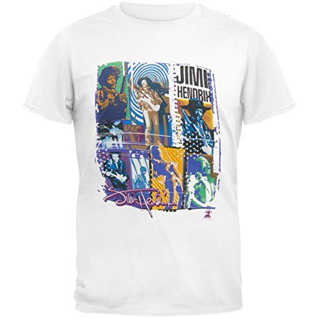 Jimi Hendrix - Guitar Photo Collage Soft Adult T-Shirt