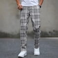 thumbnail image 5 of Men's Casual Elastic Waist Plaid Pants with Lace-Up Detail for Outdoor Wear, 5 of 9