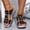 #0022-Black, variant on Women's Metallic Wedge Slide Sandals, Peep Toe Slippers with Padded Footbed, Spring Summer Casual Footwear Gift