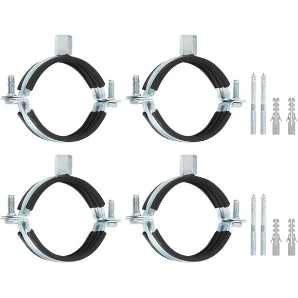 shiyou-4 Pcs Adjustable Pipe Bracket Clamp, 2-1/2"(64mm) Wall Ceiling Mount Split Ring Pipe Hanger Galvanized Iron Pipe Strap Support with Screw & Expansion Tube for Pipe Tube