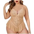 thumbnail image 2 of Levmjia Womens Lace Sleepwear Set Deep V Neck Fashion Solid Color with G String for Honeymoon Valentines Comfortable and Breathable, 2 of 3