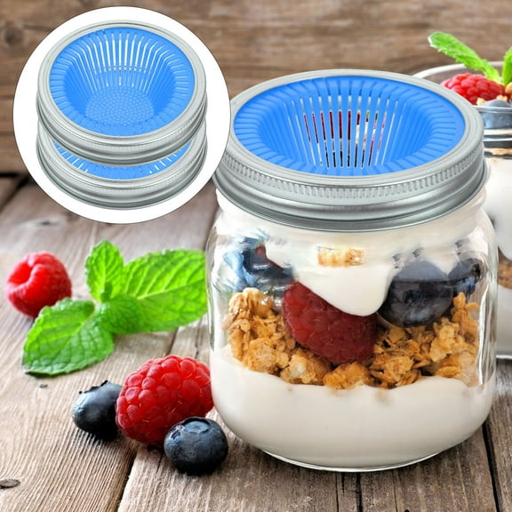 Soimiss 2Pcs Blue Sprouting Jar Lids for Daily Use with Mesh Filter