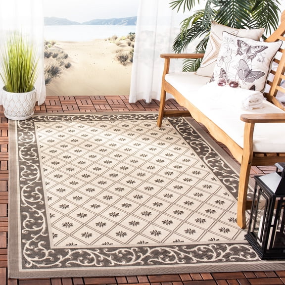Safavieh Courtyard Brion Oriental Indoor/Outdoor Area Rug, Beige/Dark Beige, 5'3" x 7'7"