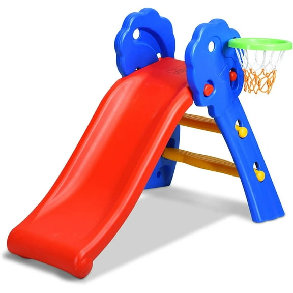 ANHXN Toddler Slide, Sturdy Folding Baby Slide, Playground Slipping Slide Climber for Indoor and Outdoors Use, Plastic Kids Slide First Slide