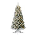 thumbnail image 6 of Home Heritage Snow Flocked 5' Artificial Half Christmas Tree Prelit 100 LED Lights, Green, 6 of 9