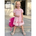 thumbnail image 5 of BemeyourBBs Toddler Baby Girl Back to School Dress Kids Kindergarten Outfits Little Baby Girl Summer Pleated Dress School Bus Embroidery Doll Collar Puff Short Sleeves A Line Dress, 5 of 9