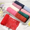 thumbnail image 7 of Uxcell 5.9 inch Wide Polyester Floral Pattern Lace Trim Ribbon for Sewing Making Pink Red 3 Yard, 7 of 7