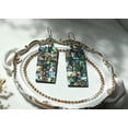 thumbnail image 2 of Beautiful Ocean Long Rectangle Shaped Abalone Seashell Dangle Earrings, 2 of 8