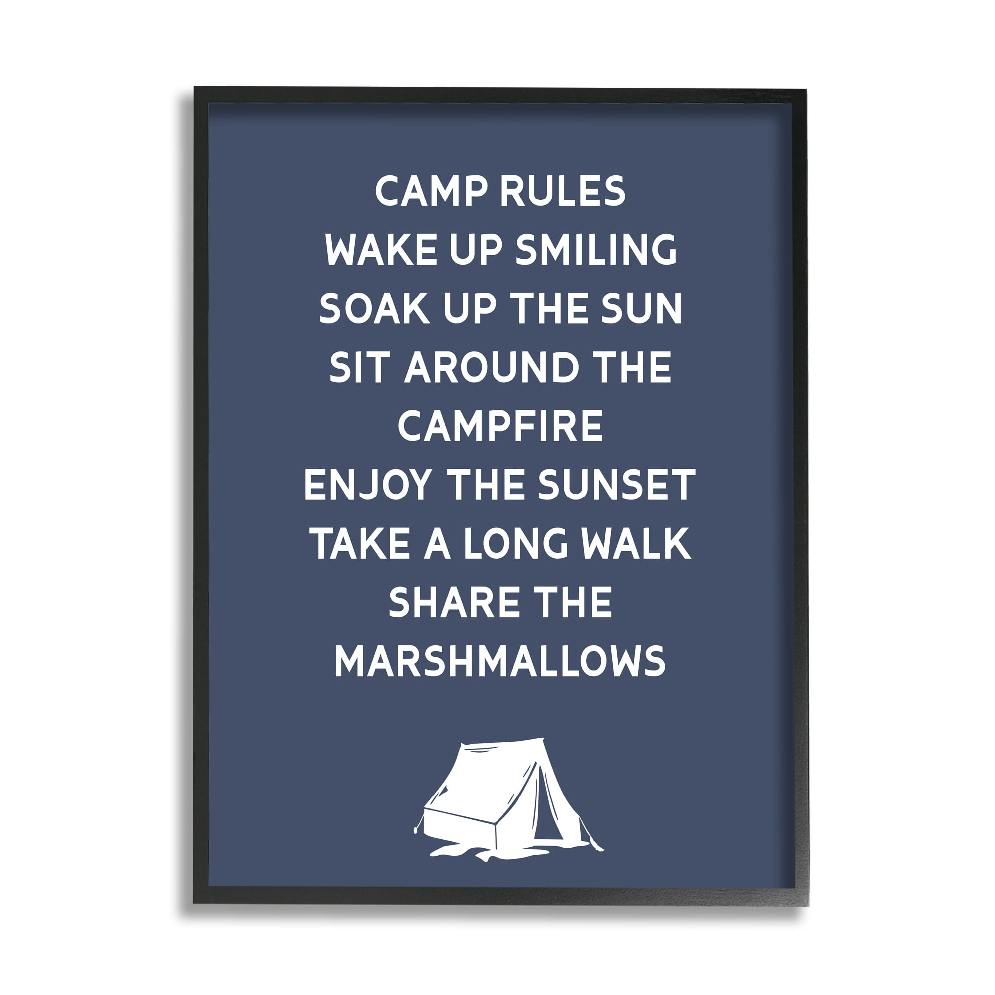Stupell Industries Camp Rules Text Sign Enjoy Camping Tent Motif Framed Wall Art, 24 x 30, Design by Lil' Rue