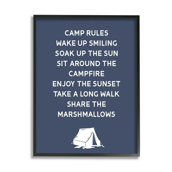 Stupell Industries Camp Rules Text Sign Enjoy Camping Tent Motif Framed Wall Art, 16 x 20, Design by Lil' Rue