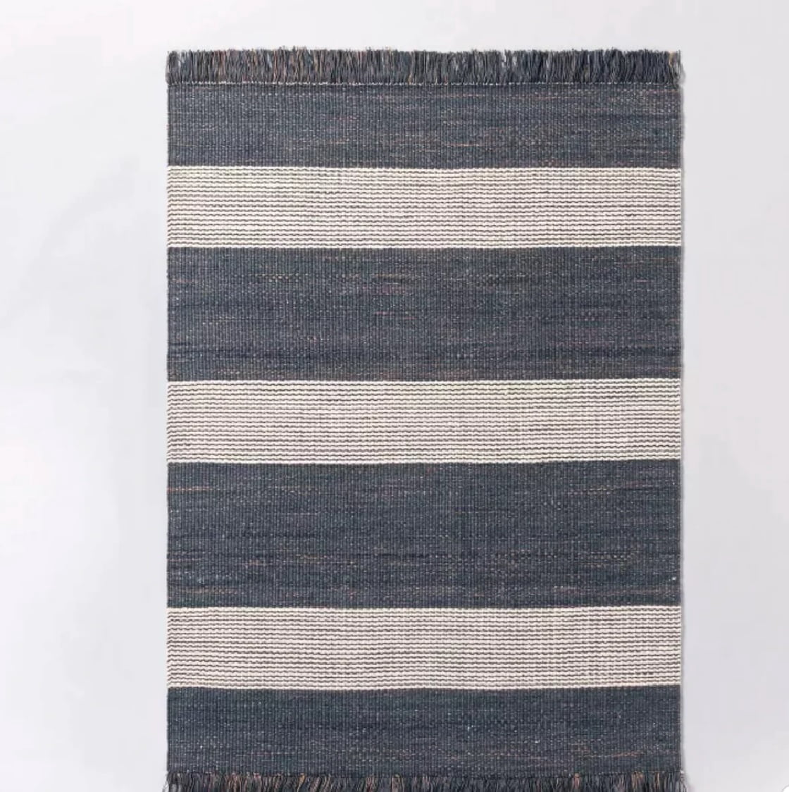 Northlight 5' x 7' Hand Woven Blue and Beige Striped Jute Area Throw Rug