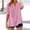 Pink, variant on Lumosvexa Womens Plain T-Shirt for Women Linen Short Shirt Tops V-neck Cotton T Shirt Blue Size S