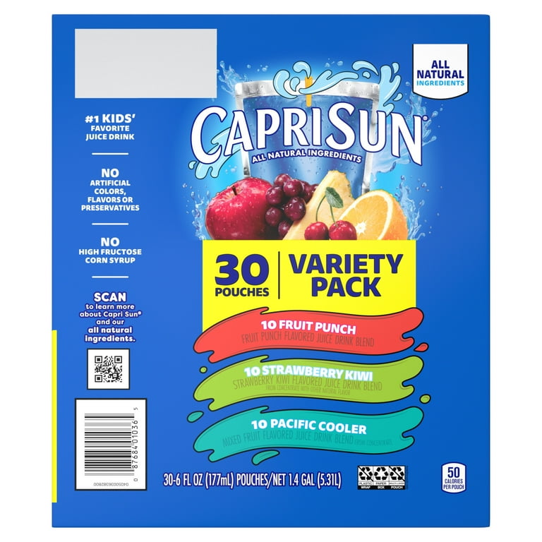 Capri Sun Fruit Punch, Strawberry Kiwi and Pacific Cooler Juice