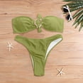 thumbnail image 1 of DHFJKG Two Piece Bikini Swimsuit For Women Strapless High Waist Bathing Suit With Thong Bottom Solid Color Vacation Beachwear, 1 of 3