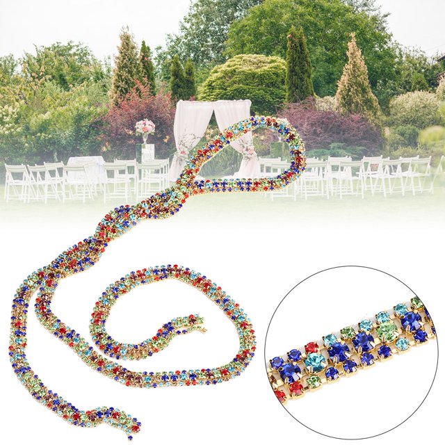 Wedding Clothes Decoration Chain,1 Yard 3 Rows Rhinestone Trimming Chain Rhinestone Chain Effortless Installation